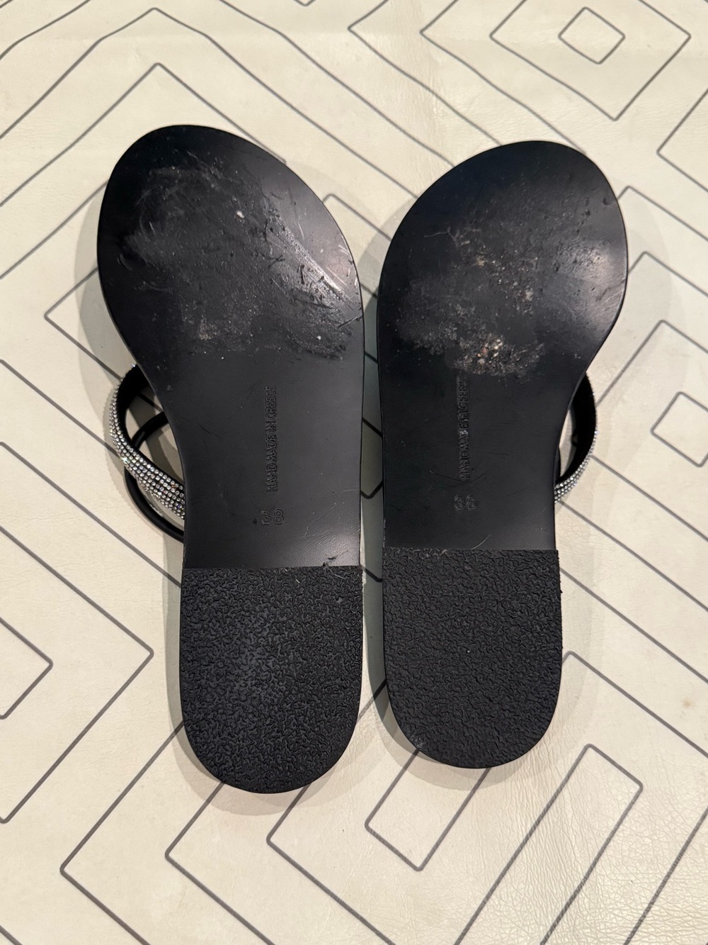 Ancient Greek Sandals Black with Detailed Triple Strap - Picture 8 of 11